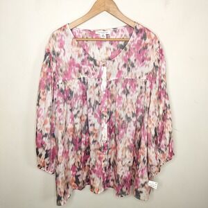 Skye's the Limit Floral Abstract Top Button Up